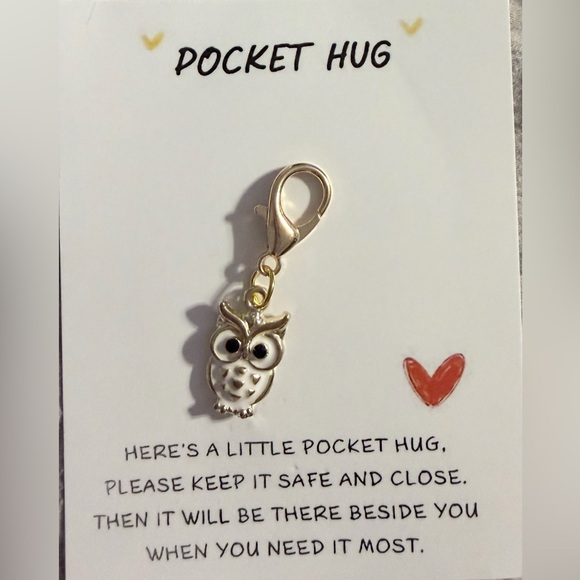 Pocket Hug Key Charm- (Owl) Black, Pink, or White - Picture 2 of 3
